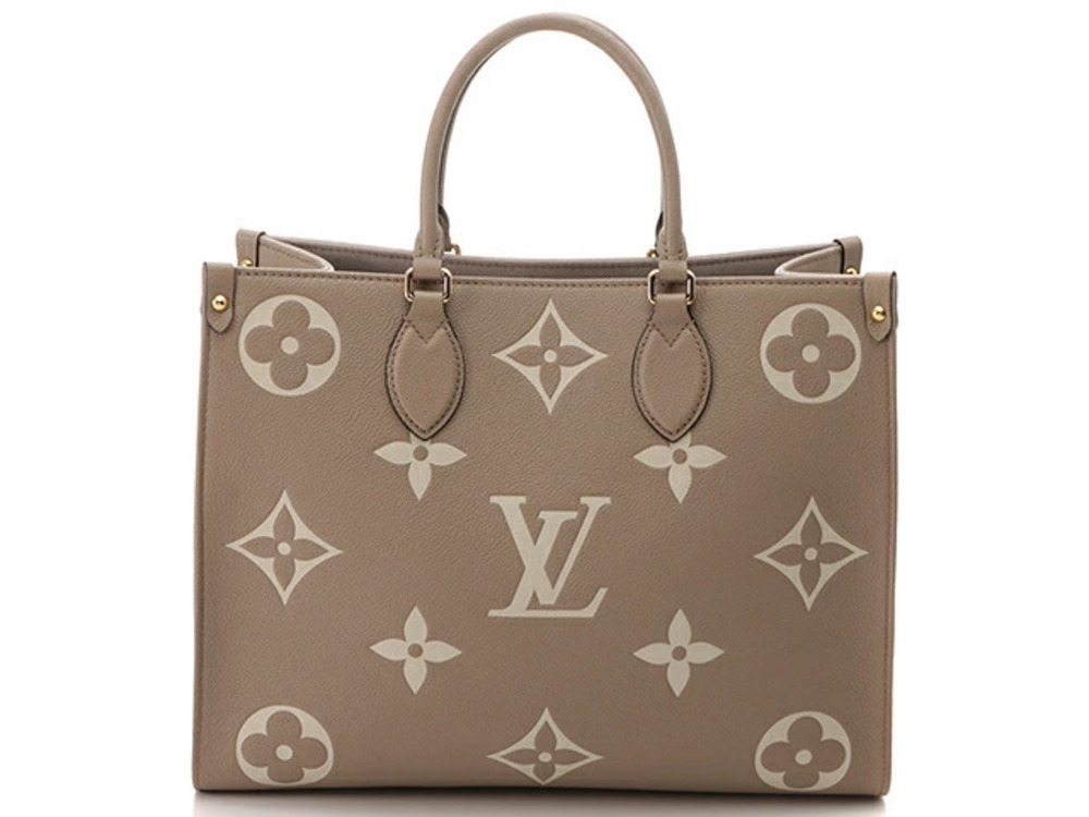 LOUIS VUITTON On The Go Bicolor Monogram Empreinte Tourtrell Cream Tote Bag